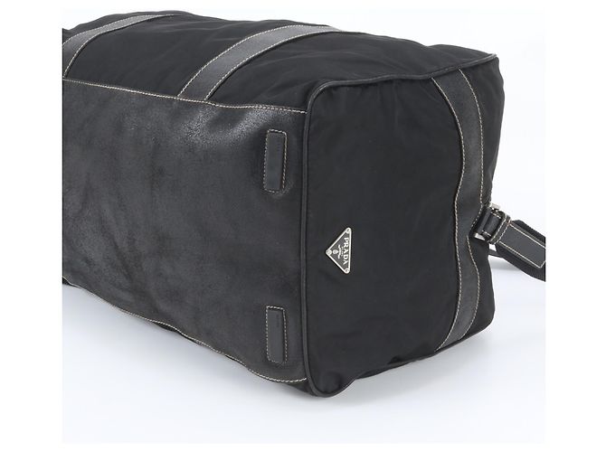 Sac Boston Prada en nylon Tessuto avec logo triangle en cuir Noir - vue 5