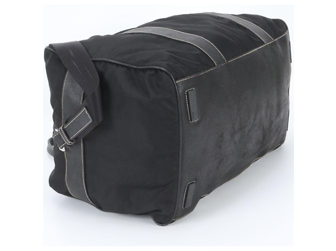 Sac Boston Prada en nylon Tessuto avec logo triangle en cuir Noir - vue 6