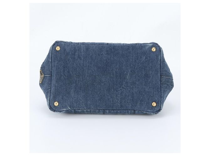 Prada Canapa Denim Triangle Logo Tote Bag Navy blue - view 6