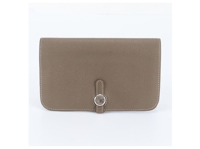 Hermès Cartera larga de piel Hermes Dogon Y Stamp Duo GM Gris pardo - vista 2