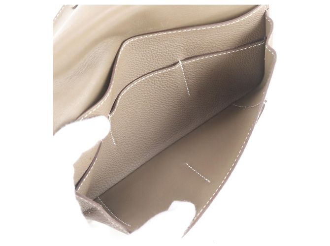 Hermès Cartera larga de piel Hermes Dogon Y Stamp Duo GM Gris pardo - vista 6