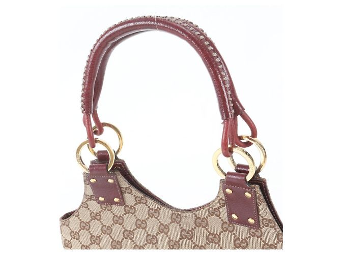Borsa Tote Gucci in tela GG e pelle Rosso Beige Bordò - vista 2
