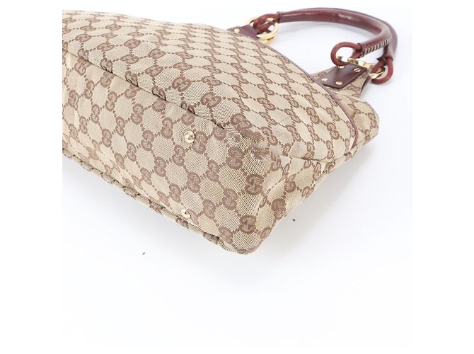 Borsa Tote Gucci in tela GG e pelle Rosso Beige Bordò - vista 4