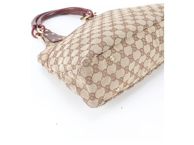 Borsa Tote Gucci in tela GG e pelle Rosso Beige Bordò - vista 5