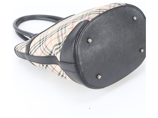 Burberry Nova Check Ledertote Schwarz Beige - Ansicht 5