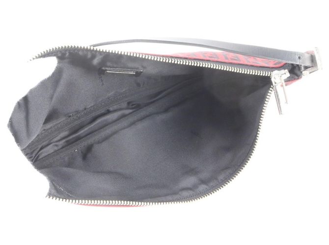 Fendi FF Zucchino Schultertasche aus Leder Schwarz Rot - Ansicht 7