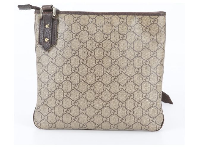 Borsa a tracolla Gucci GG Supreme in pelle Marrone - vista 3