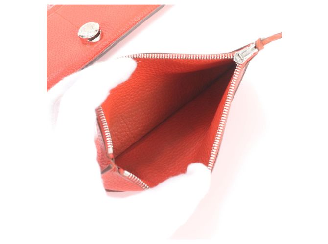 Hermès Hermes Dogon Duo GM Leather Long Wallet Red - view 10