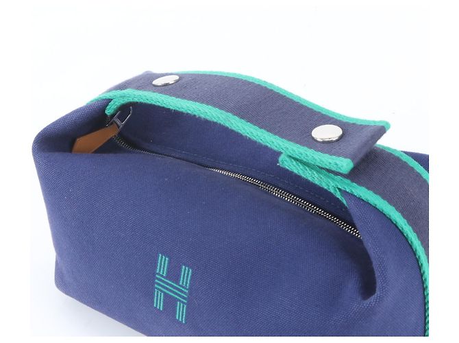Hermès Hermes Bride à Black PM Leder Handtasche Tote Bag Beuteltasche Blau Marineblau - vista 2
