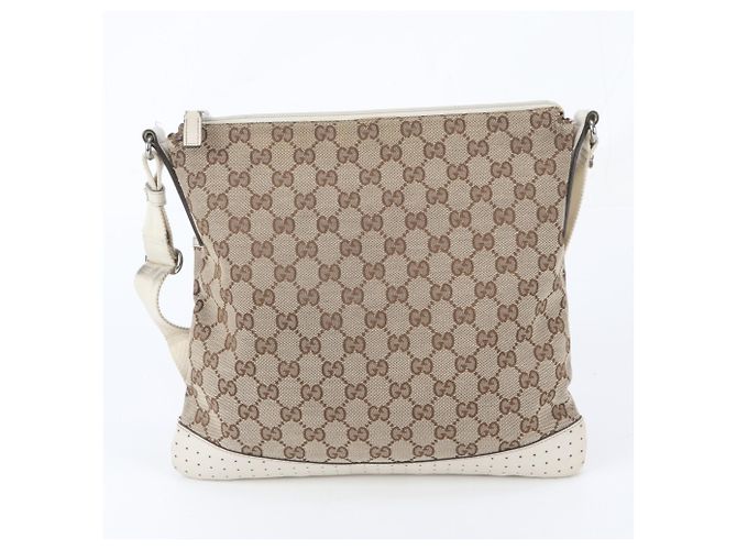 Borsa a tracolla Gucci GG Canvas Leather Bianco Beige - vista 3
