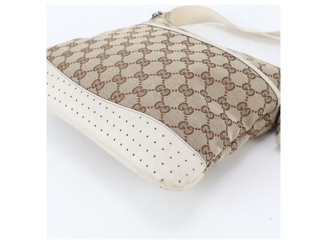 Borsa a tracolla Gucci GG Canvas Leather Bianco Beige - vista 4