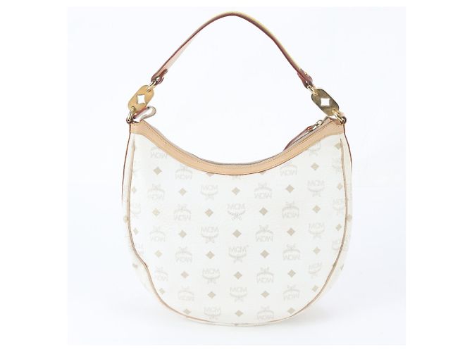 MCM Visetos Hobo Schultertasche aus Leder Weiß - Ansicht 3
