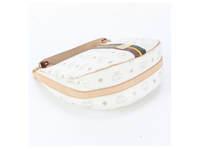 MCM Visetos Hobo Schultertasche aus Leder Weiß - Ansicht 5