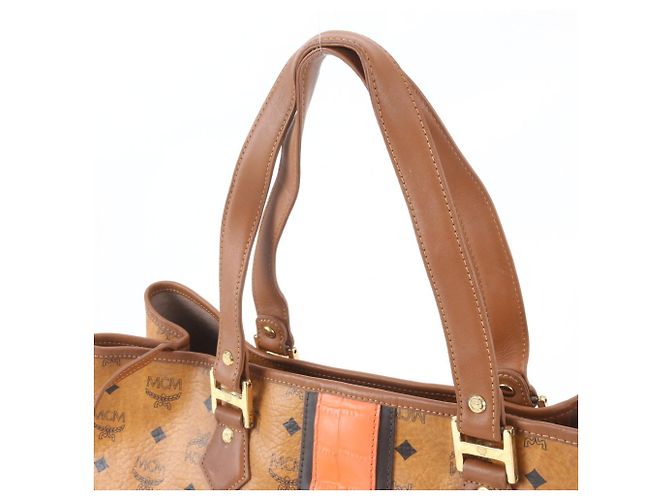 MCM Visetos Logogram Shopper aus braunem Leder Orange - Ansicht 2