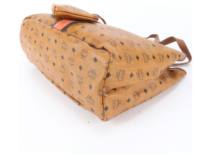 MCM Visetos Logogram Shopper aus braunem Leder Orange - Ansicht 4