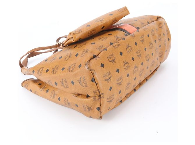 MCM Visetos Logogram Shopper aus braunem Leder Orange - Ansicht 5