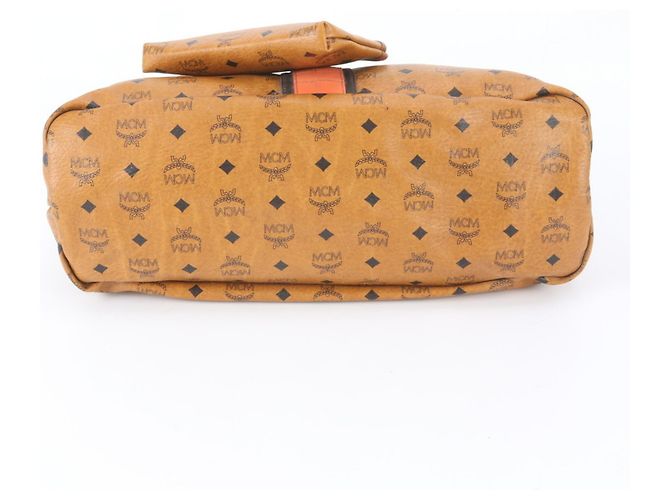 MCM Visetos Logogram Shopper aus braunem Leder Orange - Ansicht 6
