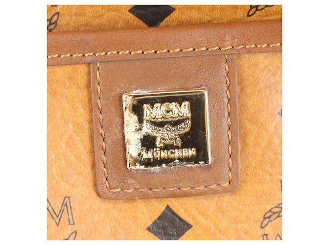 MCM Visetos Logogram Shopper aus braunem Leder Orange - Ansicht 8