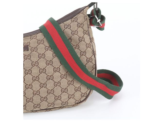 Borsa a tracolla in pelle Gucci GG Canvas Sherry Line Marrone - vista 2