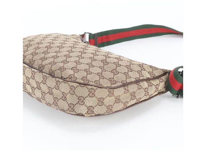 Borsa a tracolla in pelle Gucci GG Canvas Sherry Line Marrone - vista 4