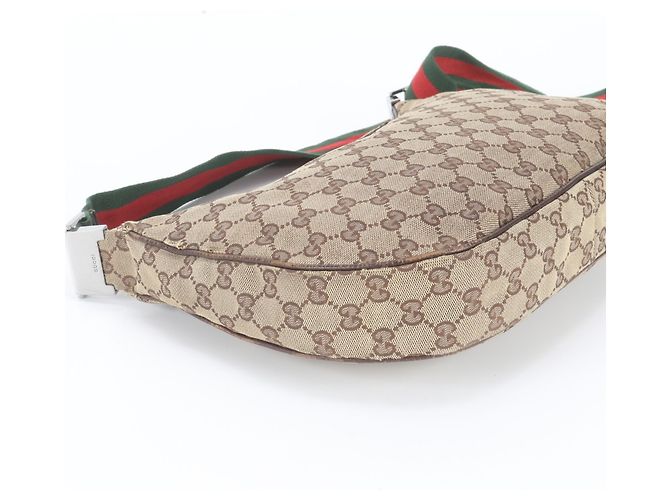 Borsa a tracolla in pelle Gucci GG Canvas Sherry Line Marrone - vista 5
