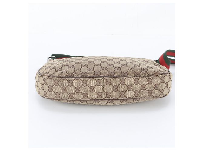 Borsa a tracolla in pelle Gucci GG Canvas Sherry Line Marrone - vista 6
