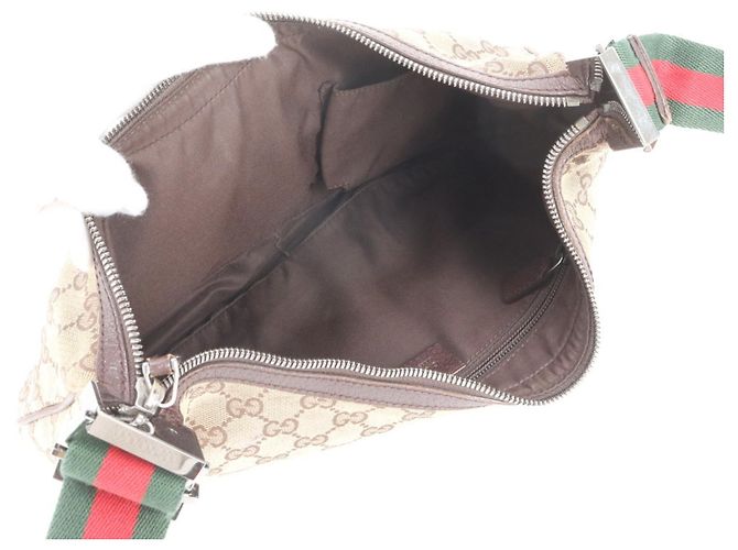 Borsa a tracolla in pelle Gucci GG Canvas Sherry Line Marrone - vista 7