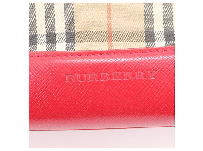 Burberry Nova Check Shadow Horse Leder 2-Way Tasche Rot Beige - Ansicht 9