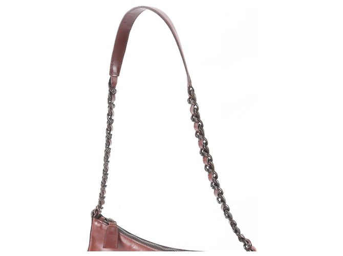 Prada Leder-Schultertasche mit Kette Braun - Ansicht 2
