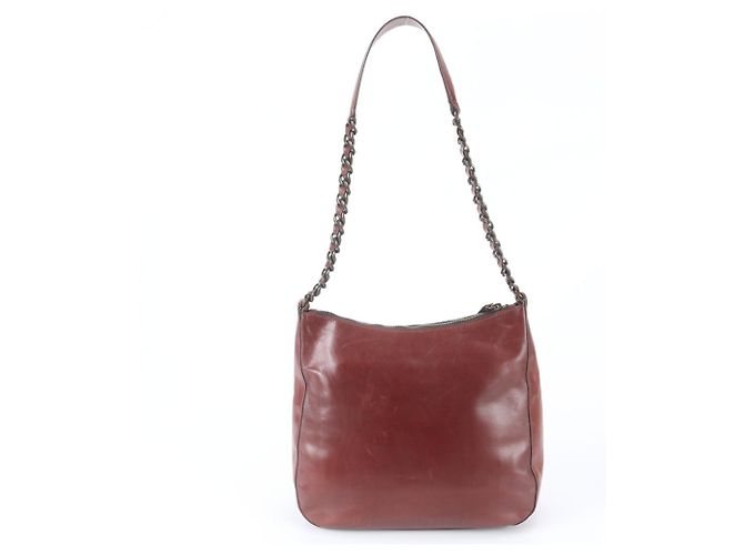 Prada Leder-Schultertasche mit Kette Braun - Ansicht 3