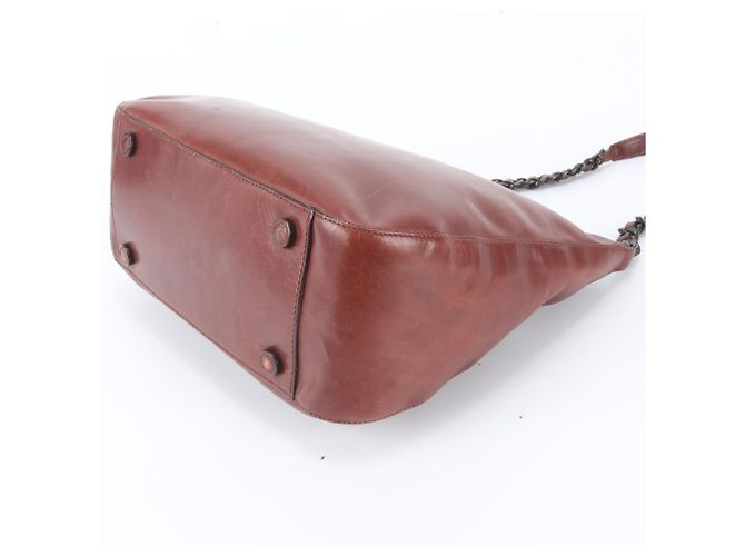 Prada Leder-Schultertasche mit Kette Braun - Ansicht 4