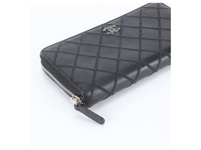 Chanel Wild Stitch Leather Long Wallet Black - view 4