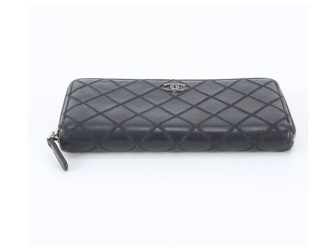 Chanel Wild Stitch Leather Long Wallet Black - view 5