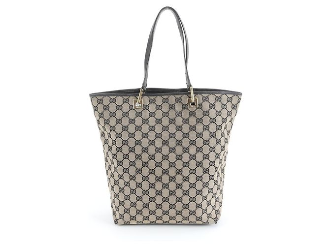 Gucci GG Canvas Leder Tote Bag Braun Schwarz - Ansicht 3