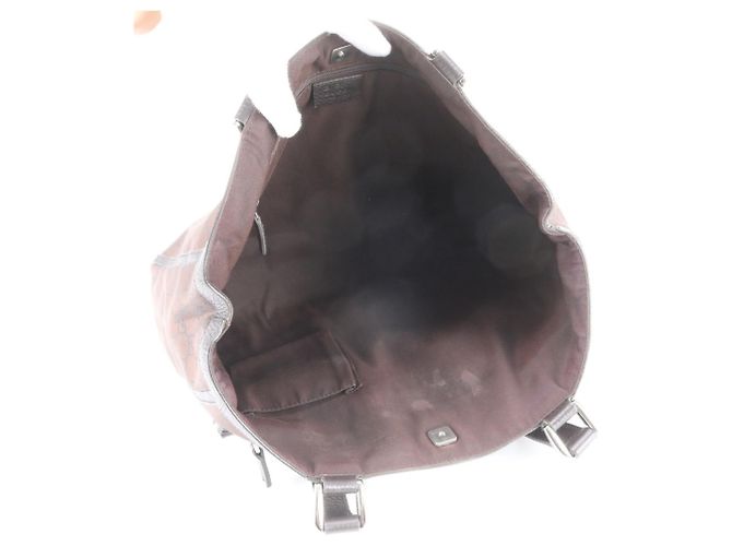 Sac cabas Gucci GG en nylon et cuir Marron - vue 7