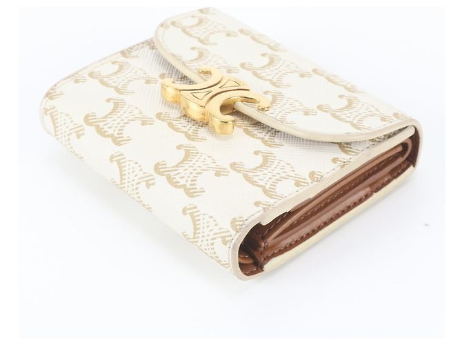 Céline Celine Triomphe Small Flap Wallet Cream - view 3