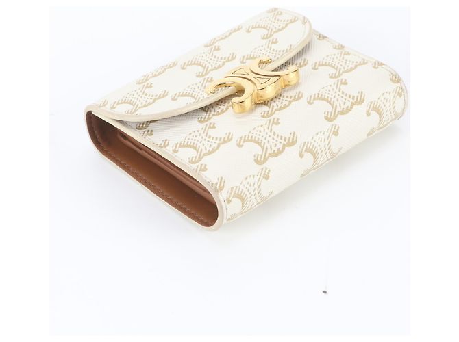 Céline Celine Triomphe Small Flap Wallet Cream - view 4