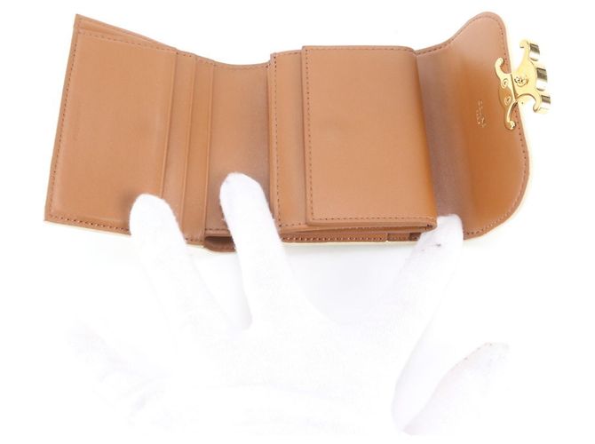 Céline Celine Triomphe Small Flap Wallet Cream - view 6