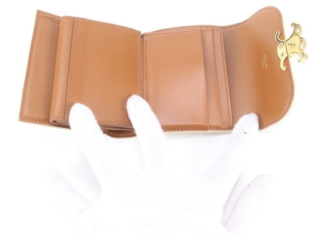 Céline Celine Triomphe Small Flap Wallet Cream - view 7