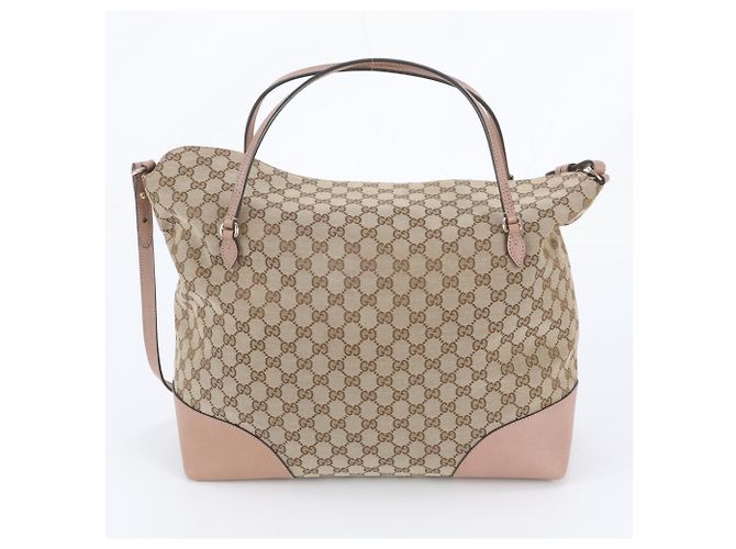 Gucci GG Canvas Bree 336755 Leder 2-Way Schultertasche Braun Pink - Ansicht 4