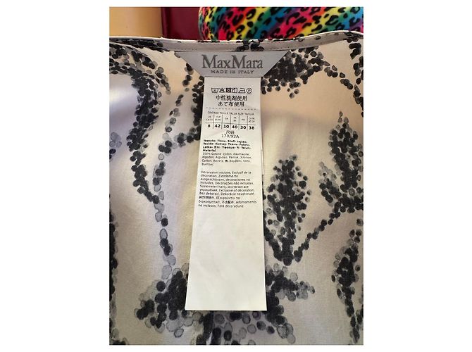 Abito lungo in seta Max Mara stampa floreale Nero Bianco - vista 2