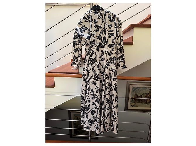 Abito lungo in seta Max Mara stampa floreale Nero Bianco - vista 4