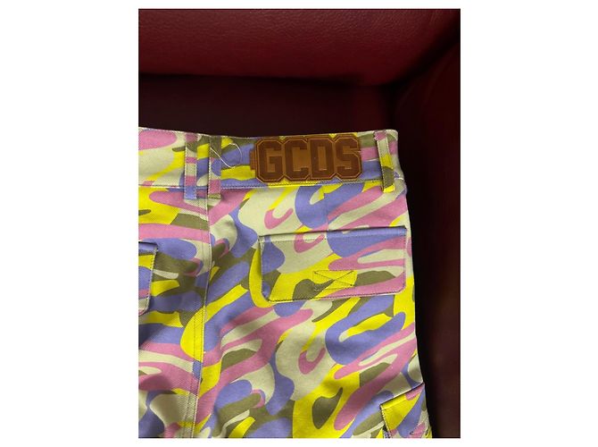 GCDS Multicolour Camouflage Cargo Pants Pink Multiple colors Beige Green Purple Yellow - view 4