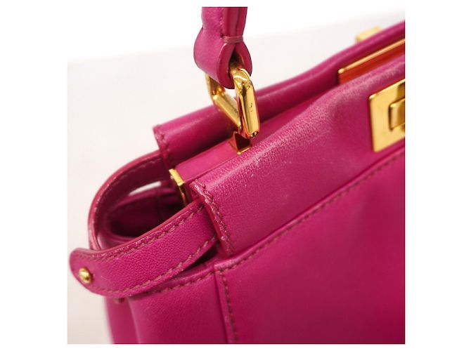 Borsa a mano Fendi Peekaboo in pelle rosa - vista 7