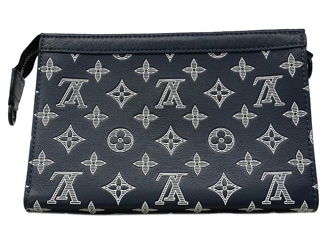 Borsa a tracolla Louis Vuitton Monogram Shadow Gaston Blu navy - vista 10