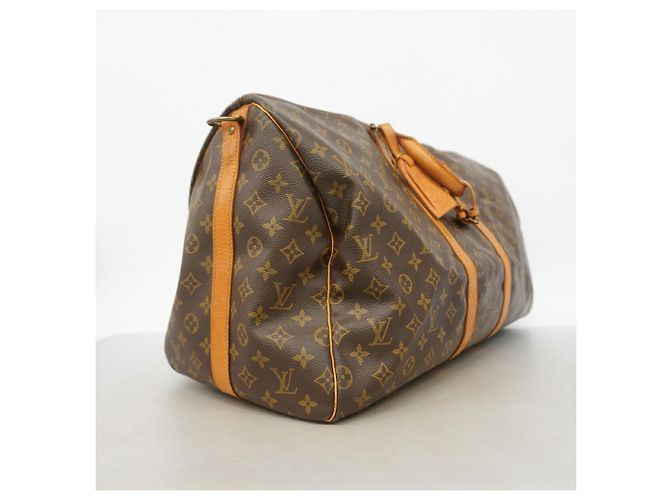 Louis Vuitton Boston Monogram Keepall Bandoulière 55 Castaño - vista 2