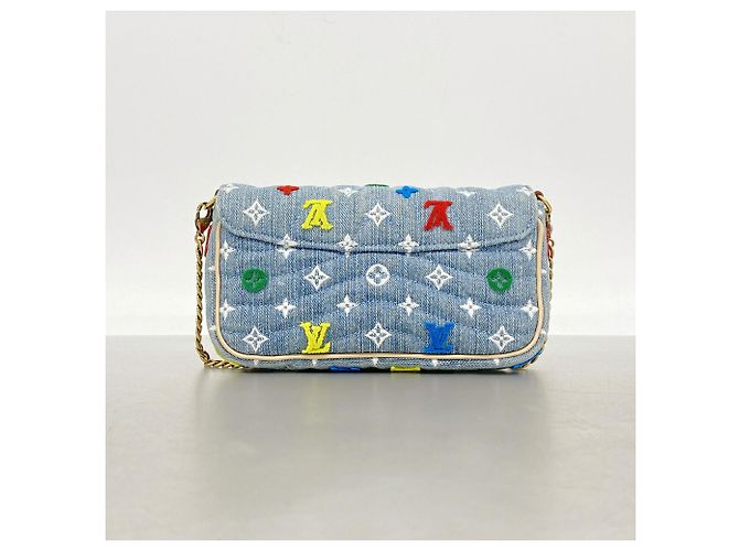 Louis Vuitton New Wave Pochette Schultertasche mit Kette Hellblau - Ansicht 14