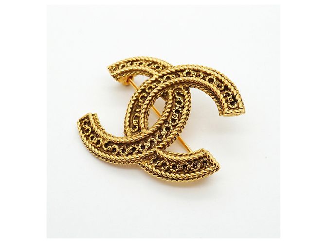 Broche Chanel Coco Mark banhada a ouro Dourado - vista 2