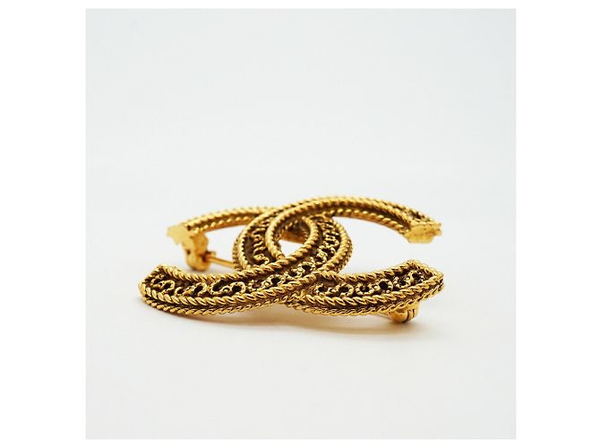 Broche Chanel Coco Mark banhada a ouro Dourado - vista 3