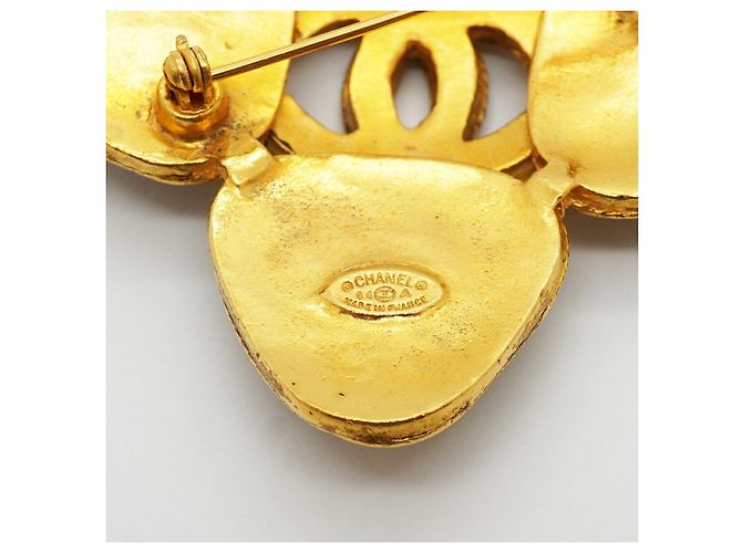 Broche Chanel em ouro e Gripoix Vermelho Dourado Verde - vista 4